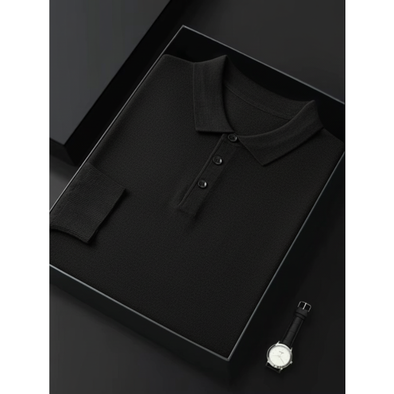 Merino Wool Long Sleeve Polo Shirt