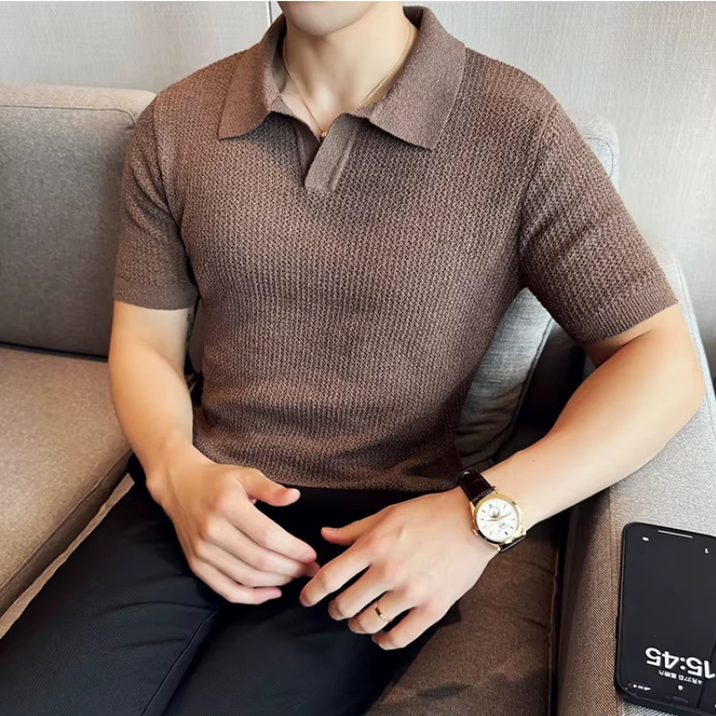 Knitted V-Neck Polo