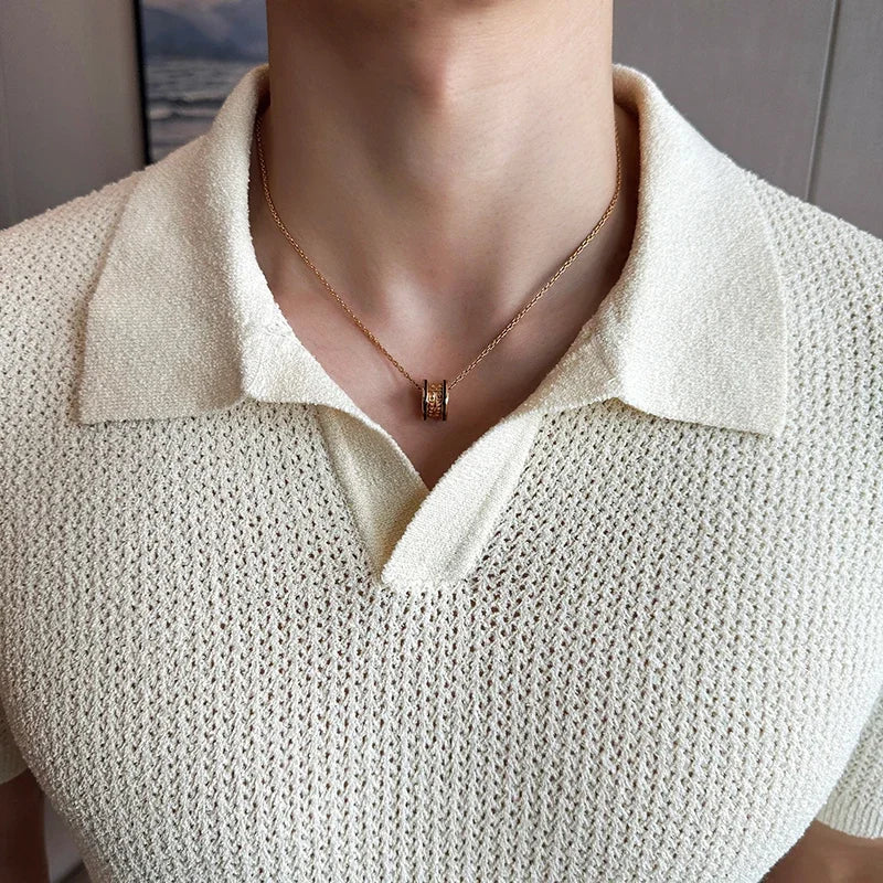 Knitted V-Neck Polo