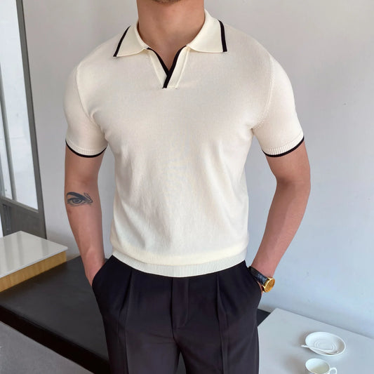 Ribbed Cotton Mens Polo
