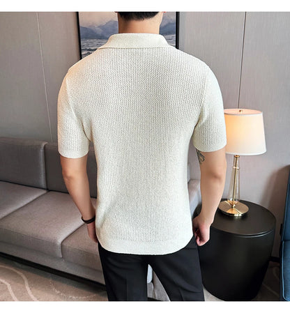 Knitted V-Neck Polo