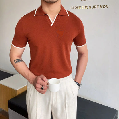 Ribbed Cotton Mens Polo