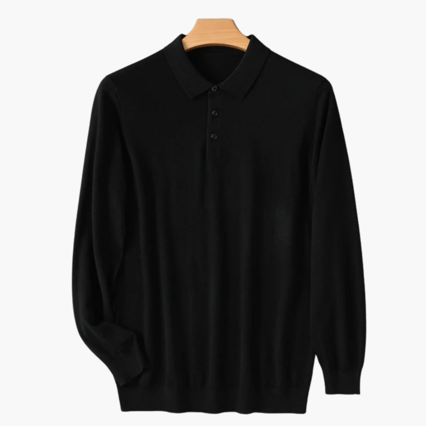 Merino Wool Long Sleeve Polo Shirt