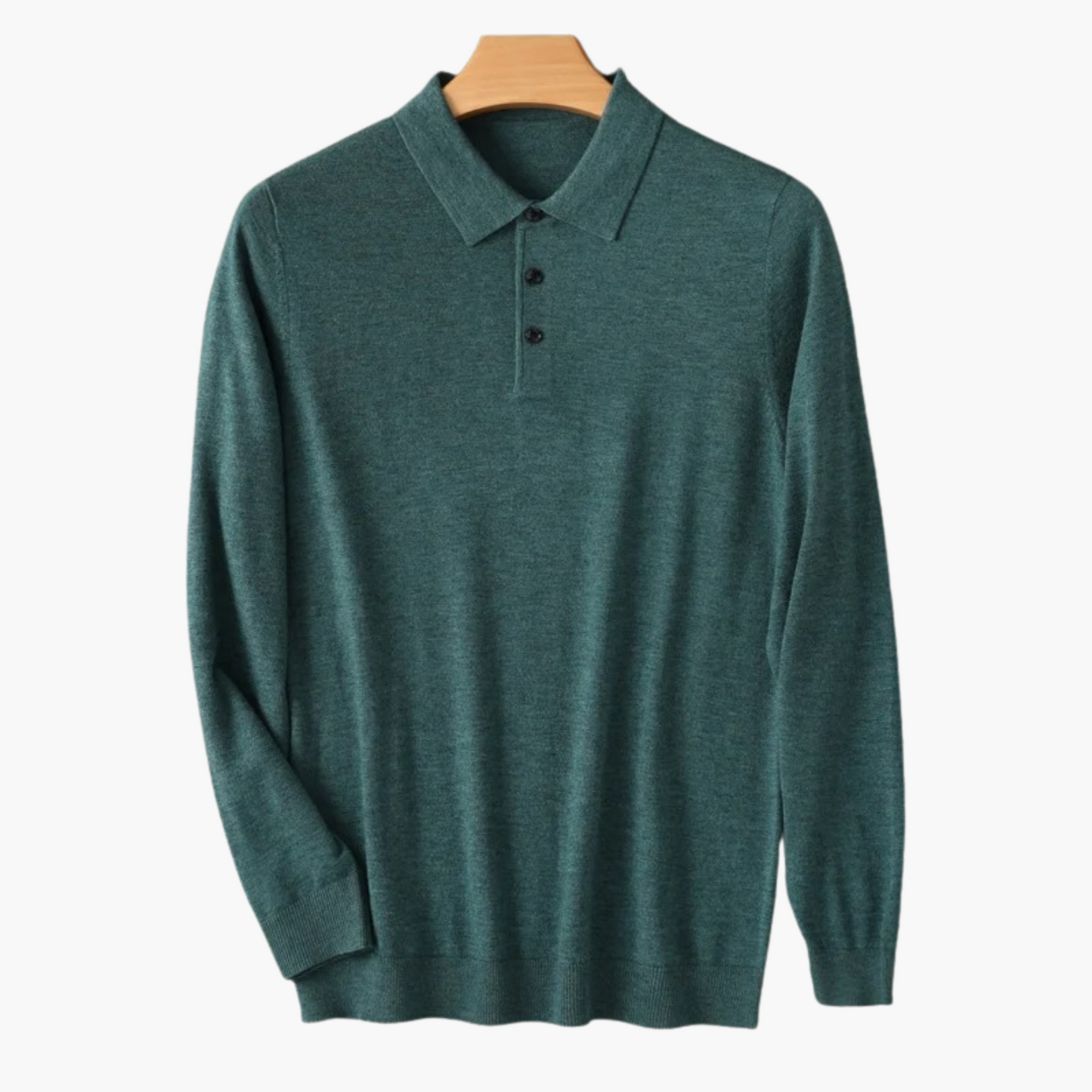 Merino Wool Long Sleeve Polo Shirt