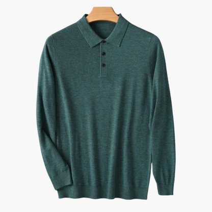 Merino Wool Long Sleeve Polo Shirt