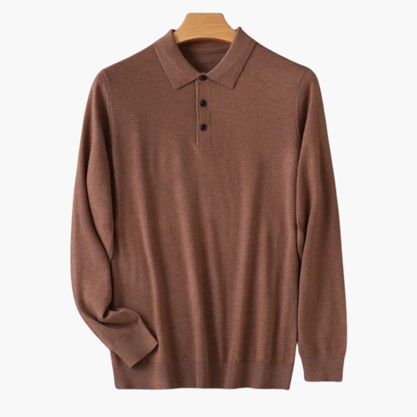Merino Wool Long Sleeve Polo Shirt