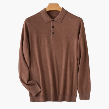 Merino Wool Long Sleeve Polo Shirt