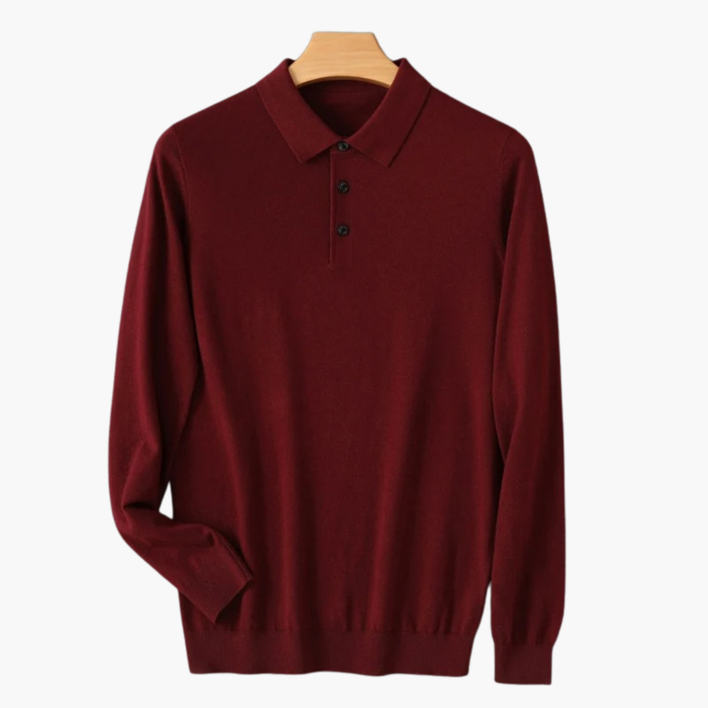 Merino Wool Long Sleeve Polo Shirt