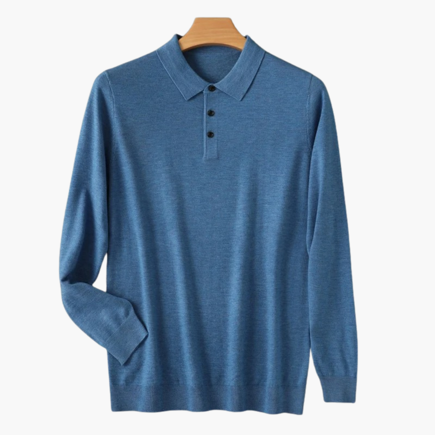 Merino Wool Long Sleeve Polo Shirt