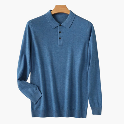 Merino Wool Long Sleeve Polo Shirt