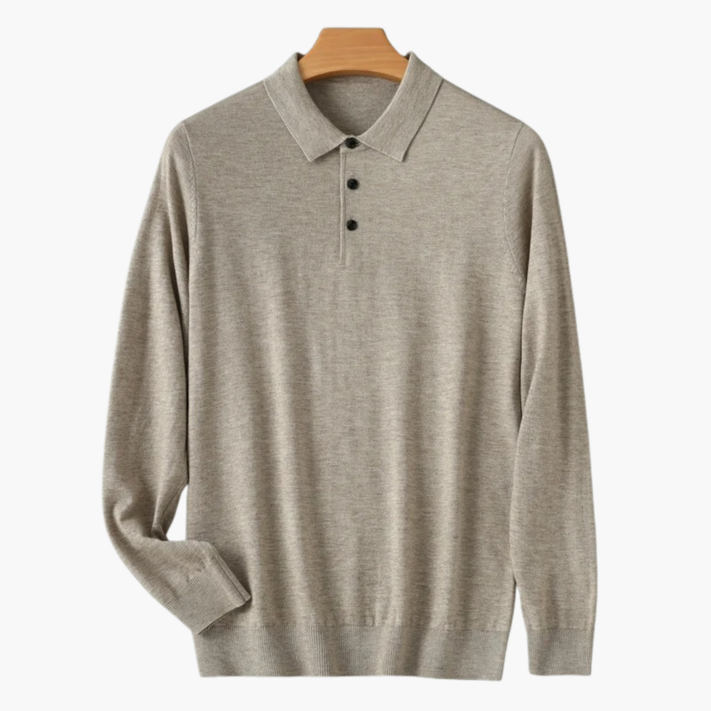 Merino Wool Long Sleeve Polo Shirt