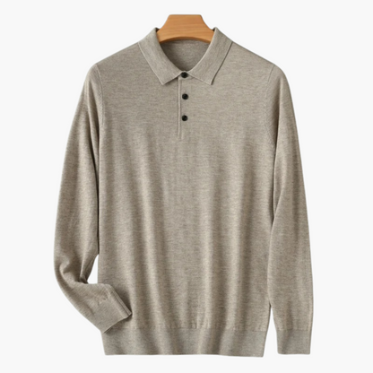 Merino Wool Long Sleeve Polo Shirt