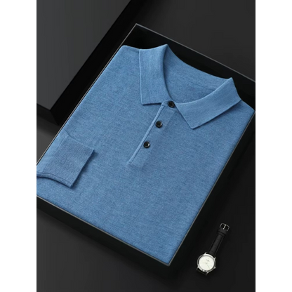 Merino Wool Long Sleeve Polo Shirt