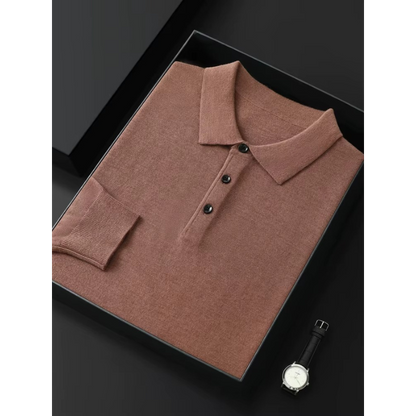 Merino Wool Long Sleeve Polo Shirt