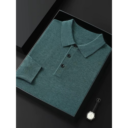 Merino Wool Long Sleeve Polo Shirt
