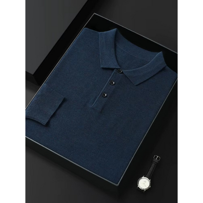 Merino Wool Long Sleeve Polo Shirt