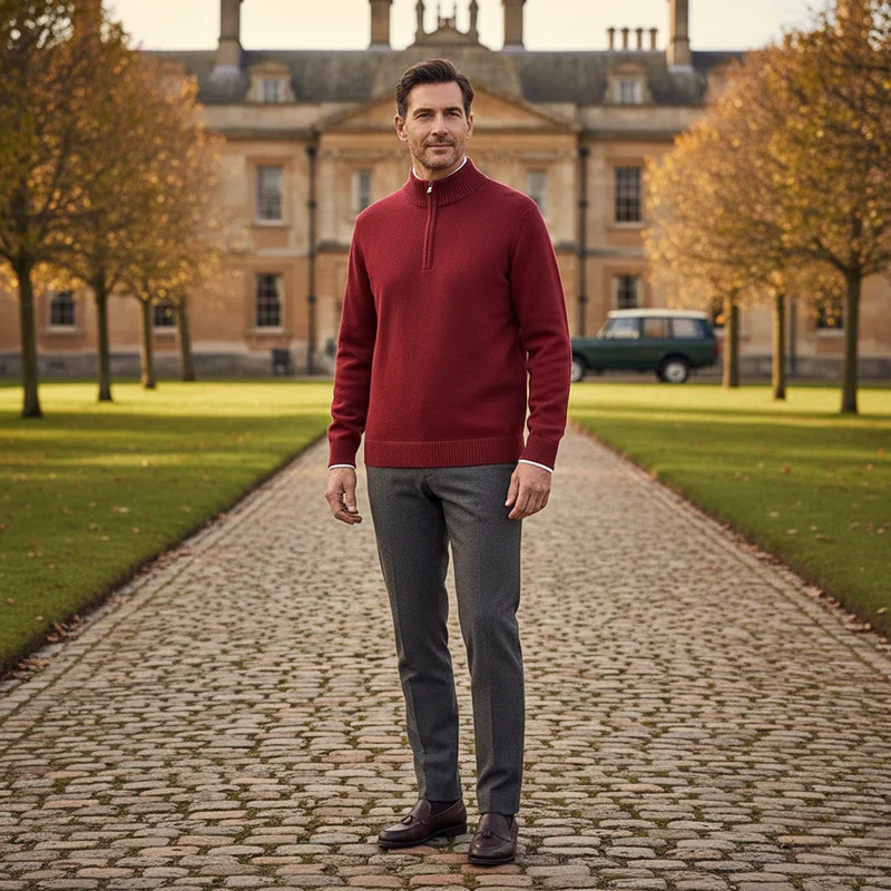 Mens Cashmere Quarterzip Sweater